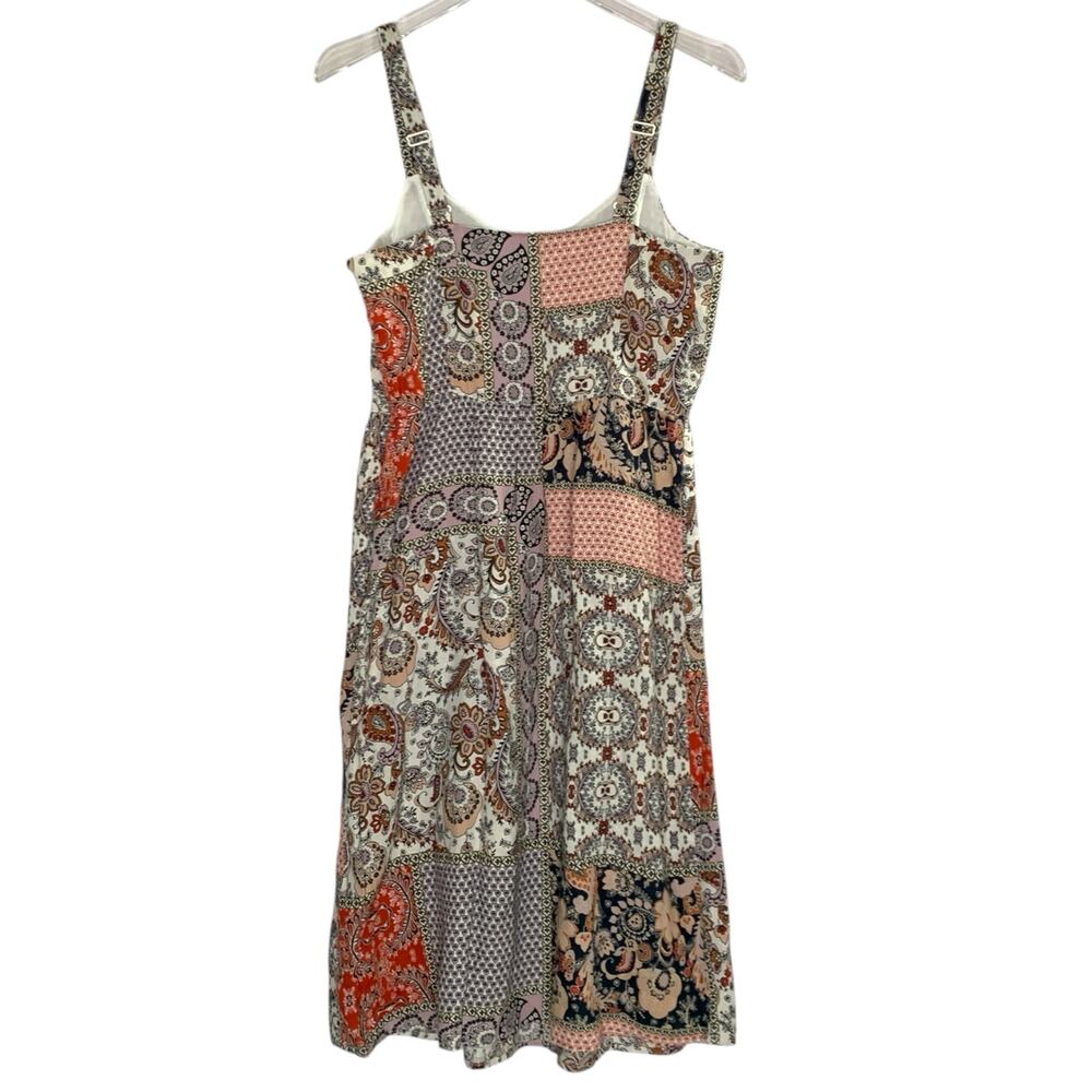 Rachel Zoe 6 Linen Patchwork Sleeveless Dress Paisley Floral Pockets Midi Boho